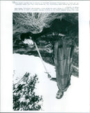 Robin Hood (Kevin Costner) and Guy of Gisborne (Michael Wincott) in a scene from the movie "Robin Hood: Prince of Thieves". - Vintage Photograph