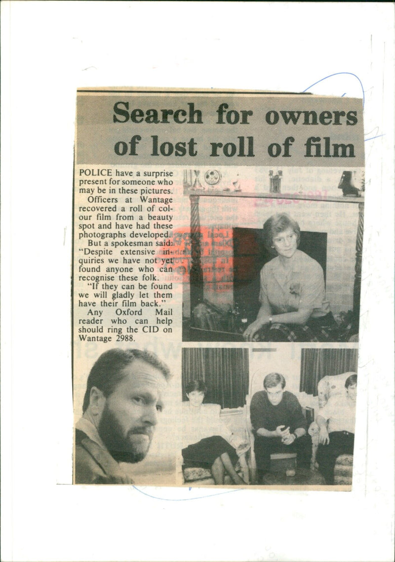 Police in Wantage, UK recover a lost roll of film and seek the rightful owners. - Vintage Photograph