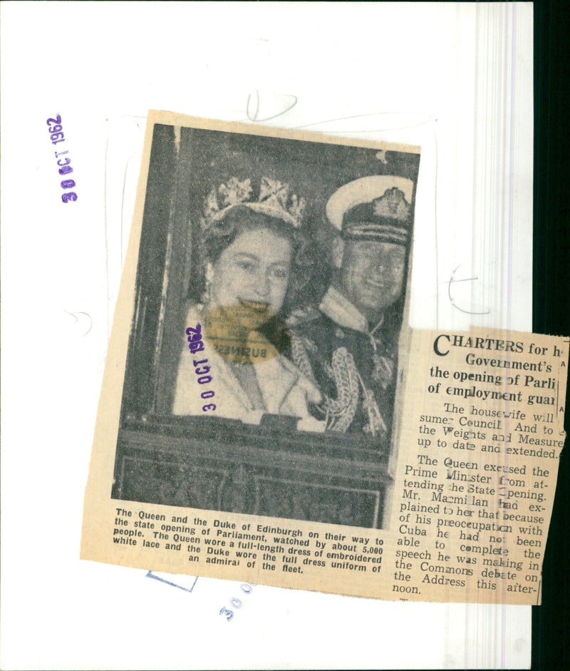 State Opening of Parliament by Queen Elizabeth II - Vintage Photograph