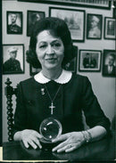 JEANE DIXON, a well-known clairvoyant living in Washington, DC, is photographed in 1949. She famously foretold the assassination of President John F. Kennedy in 1956. - Vintage Photograph