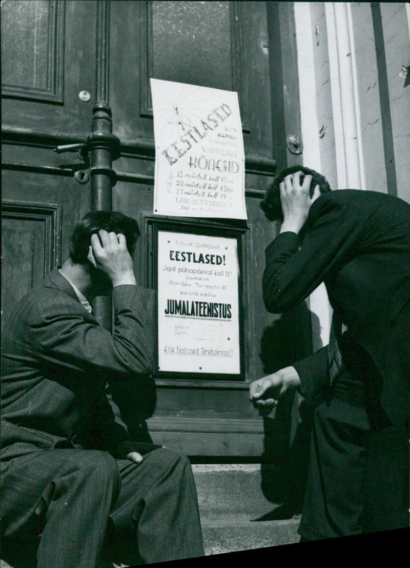 Estonian churchgoers attend Sunday services in Borásis Torggata, Estonia on March 13, 20 and 27, 2021. All Estonians are welcomed to join the Estonian-language service. Photo by Rehn Fotograf since 1949. - Vintage Photograph