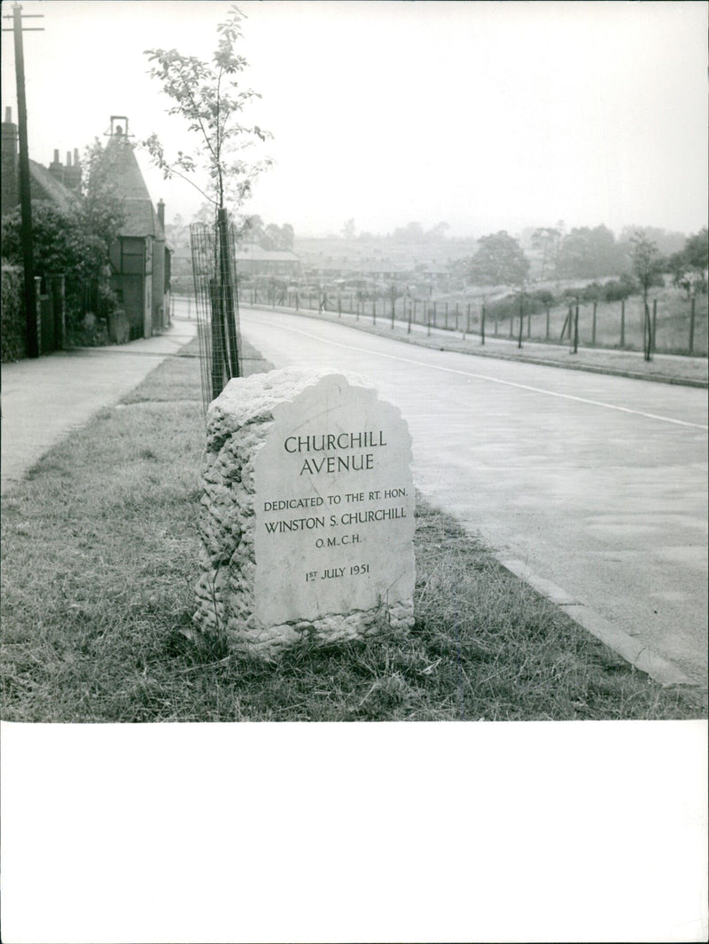 Dignitaries and members of the public attend the dedication ceremony of Churchill Avenue in honour of the late Prime Minister Winston S. Churchill in 1951. - Vintage Photograph