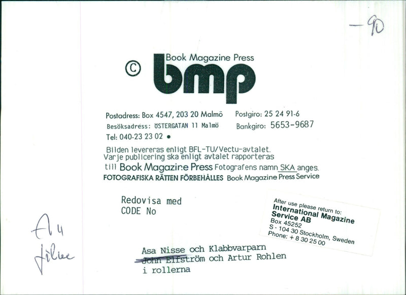 Asa Nisse and Klabbvarparn take on the roles of John Elfström and Artur Rohlen in the new film Ⓒ Book Magazine Press. - Vintage Photograph