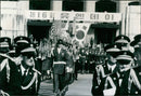 US Army personnel march in the 16th Annual United Nations Day parade in Seoul, South Korea. - Vintage Photograph