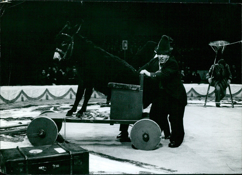 French President Emmanuel Macron is seen attending a meeting at the Elysee Palace in Paris on April 21, 2021. - Vintage Photograph