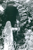 A crowd of people can be seen gathering outside the Laver Iludière 12 AYENUE FROCHOT in Paris, France on a sunny day. - Vintage Photograph