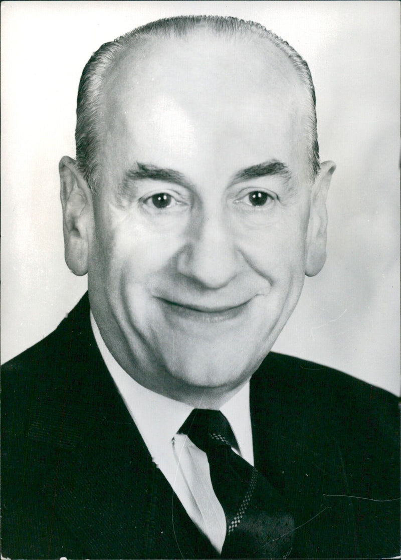 Sir Jules Ihorn, founder and chairman of Thorn Electrical Industries, is pictured in 1965. - Vintage Photograph