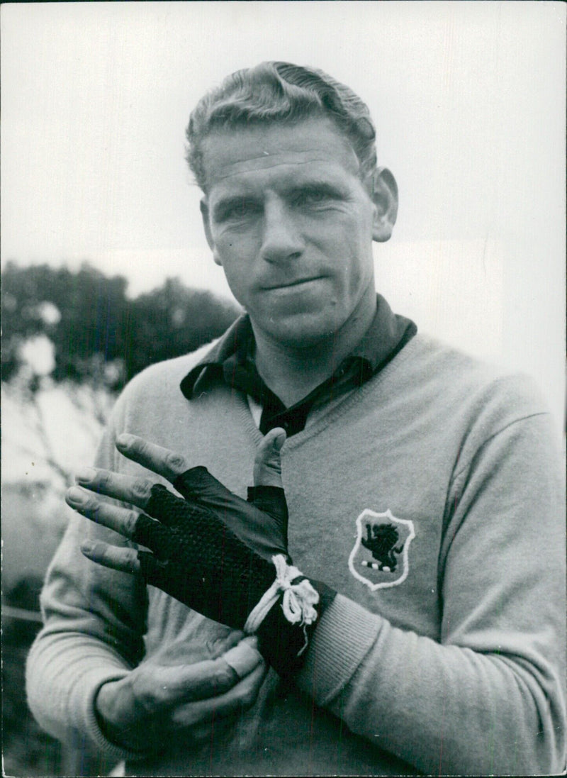 British professional golfer H. Weetman, of Croham Hurst, practices his swing at a golf course in London. - Vintage Photograph