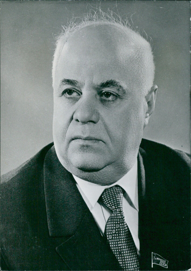 Alexander D Tkmilaishvili, First Secretary of the Adzhar Oblast Committee of the Communist Party of Georgia, is pictured in 1975. - Vintage Photograph