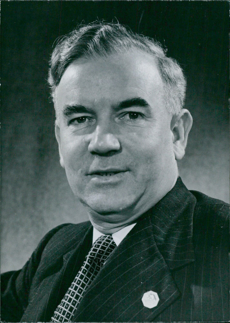 British Labour MP Albert Hilton poses for a portrait in Stockholm, Sweden in May 1959. - Vintage Photograph