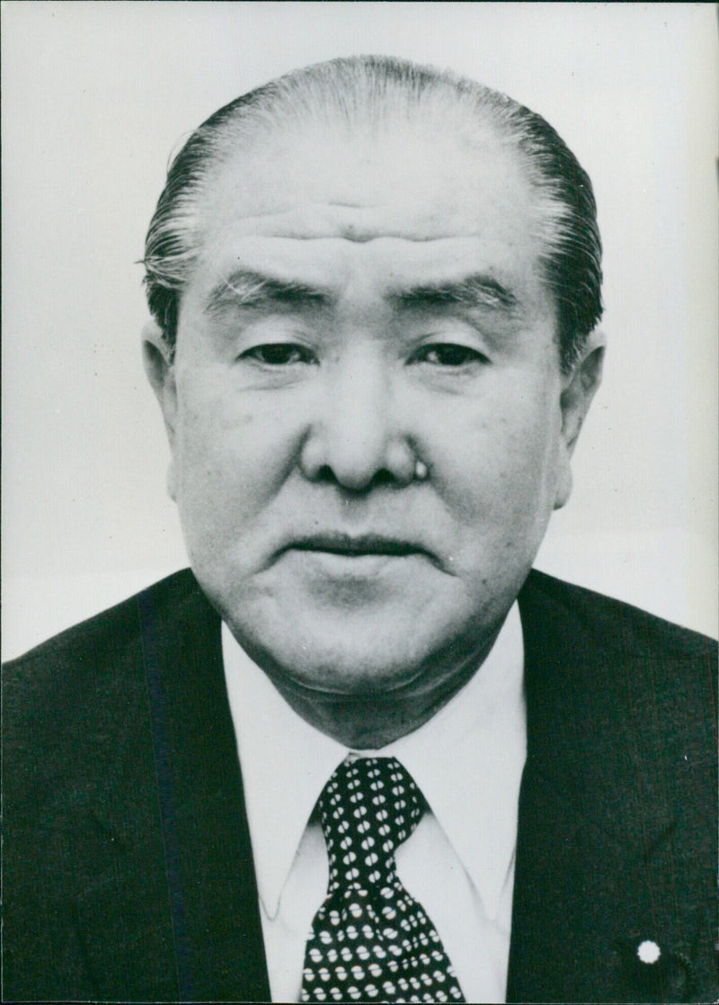 Prime Minister of Japan, Zenko Suzuki, poses for a picture in 1981. - Vintage Photograph