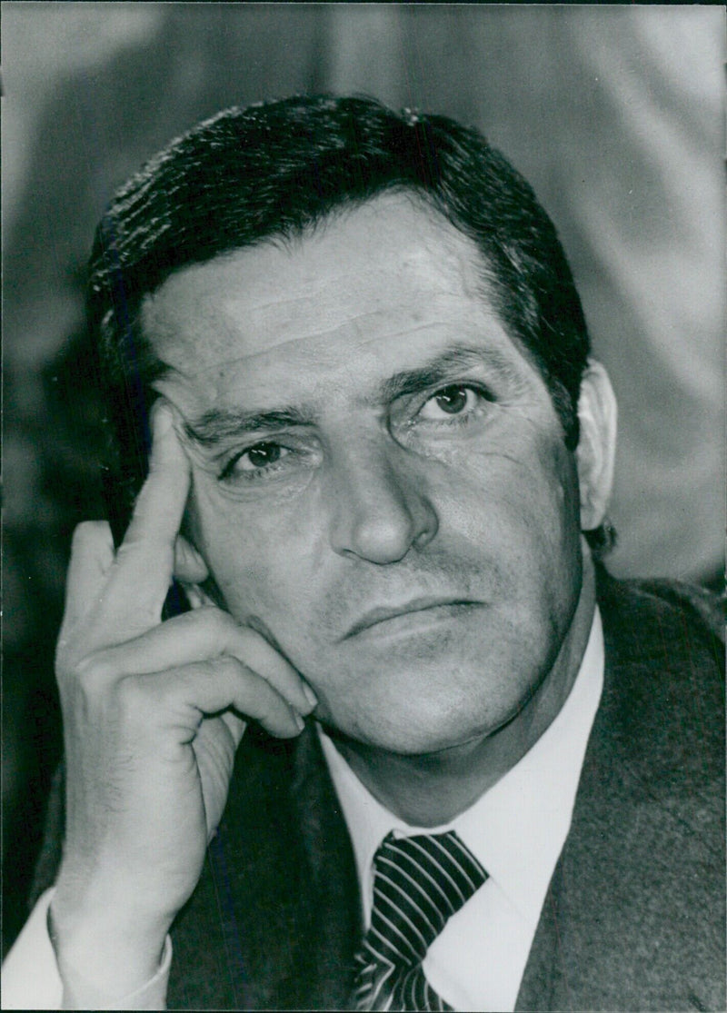 Spanish Prime Minister Adolfo Suarez Gonzalez, appointed in July 1976, speaks to the press in 1979. - Vintage Photograph