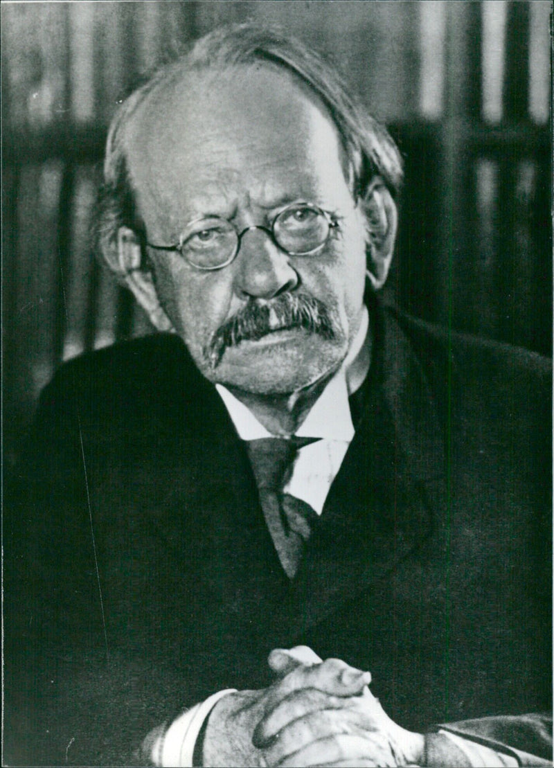 Sir Joseph John Thomson, a Nobel Prize-winning physicist, is pictured in an historic portrait taken in London in 1982. - Vintage Photograph