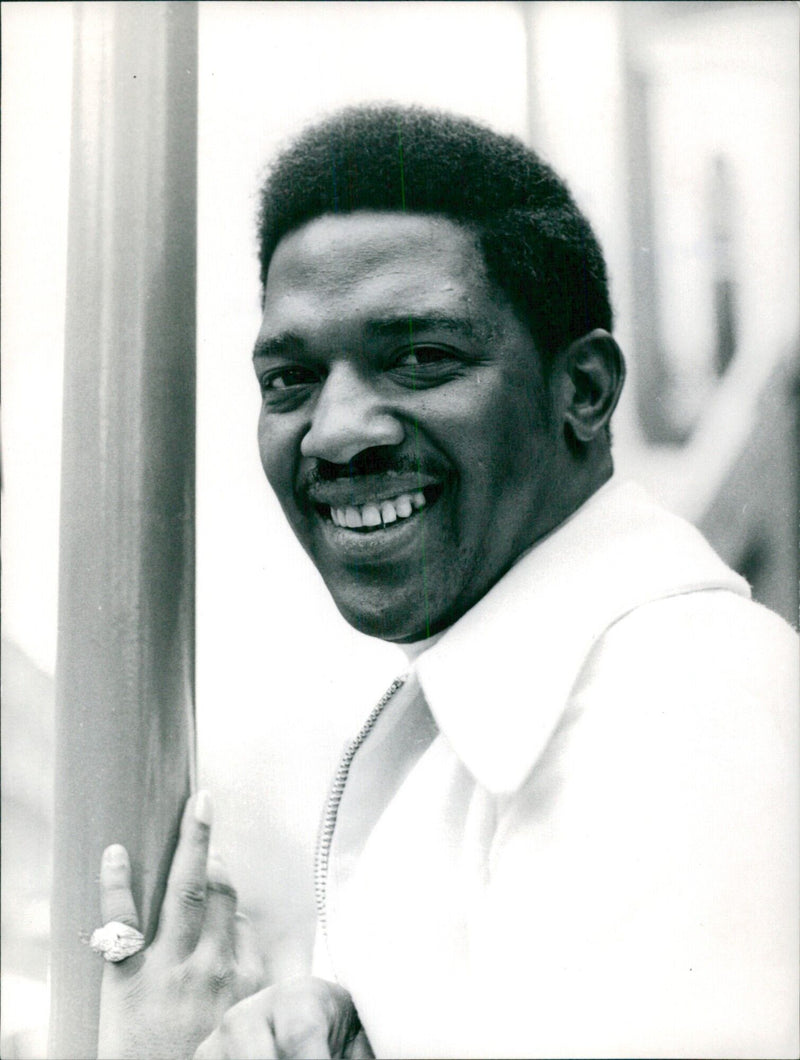 Edwin Starr poses for the camera at Studio Press Holland in Amsterdam, Netherlands on February 12, 1992. - Vintage Photograph