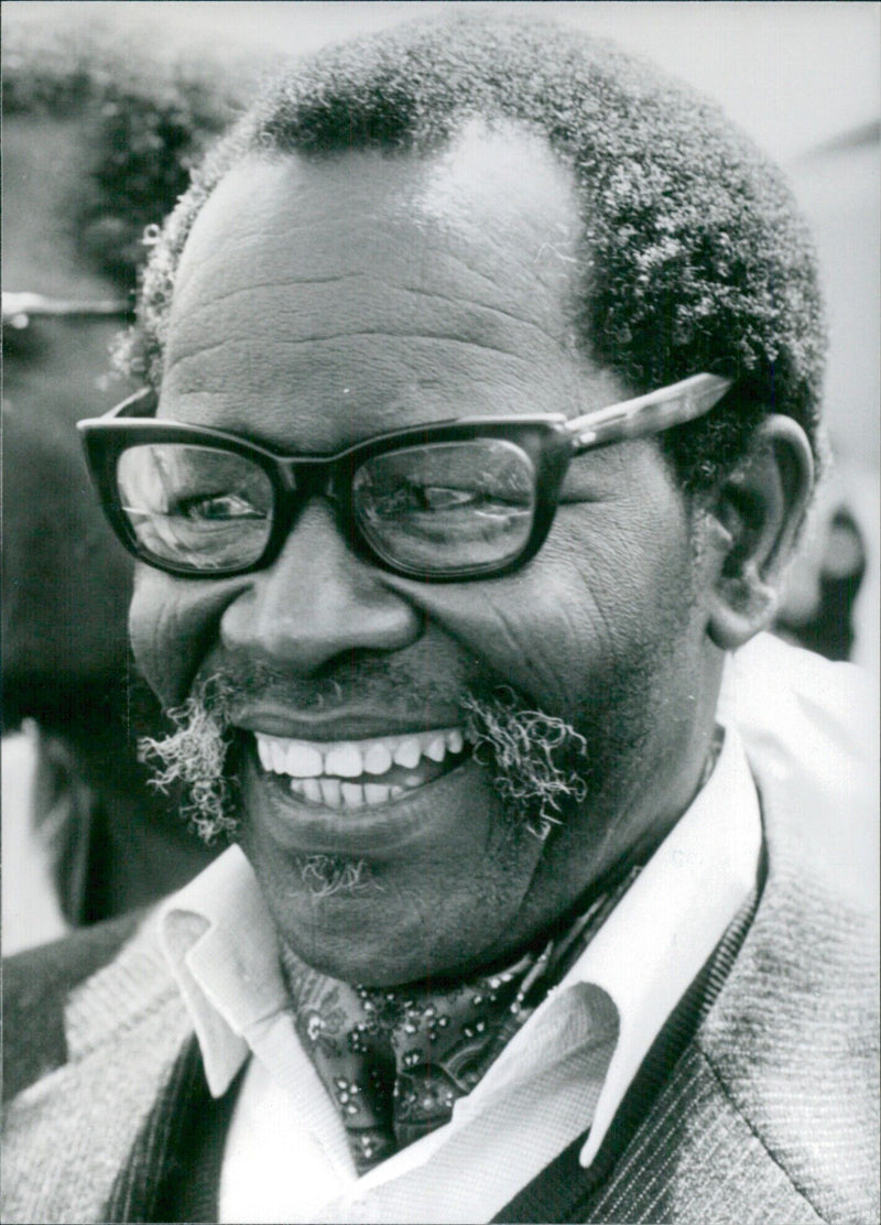 South African leader Oliver Tambo, President of the African National Congress (ANC) since 1967, is pictured in 1981. - Vintage Photograph