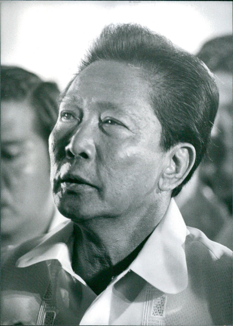 President Ferdinand E. Marcos of the Philippines speaks during a political rally in Manila, on August 19, 1980. - Vintage Photograph