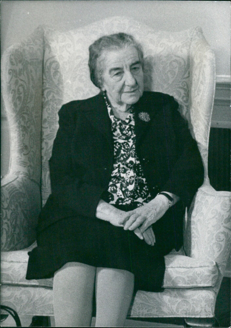 Golda Meir, the world-famous stateswoman who retired as Prime Minister of Israel in 1974, is featured in this 1975 photograph taken by Camera Press in London. - Vintage Photograph