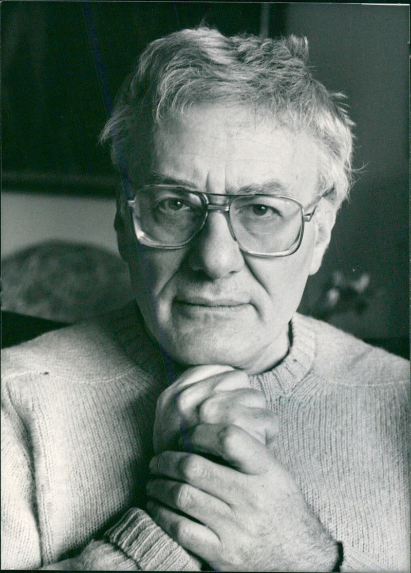 British playwright Peter Shaffer, author of "Amadeus" and other award-winning plays, is seen in 1985. - Vintage Photograph