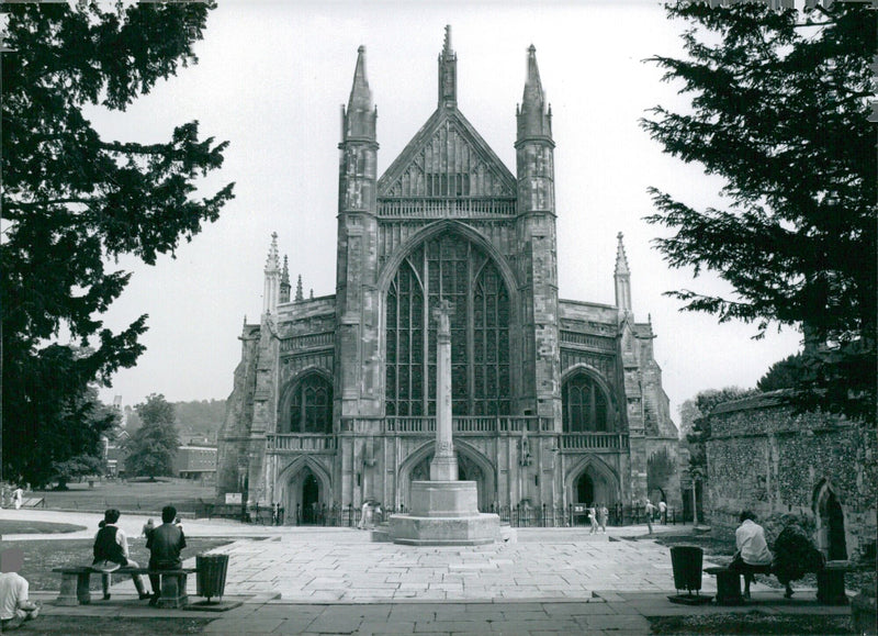 Winchester Cathedral in Hampshire, UK, founded in the 7th Century A.D., stands as a symbol of a rich history stretching back centuries. - Vintage Photograph