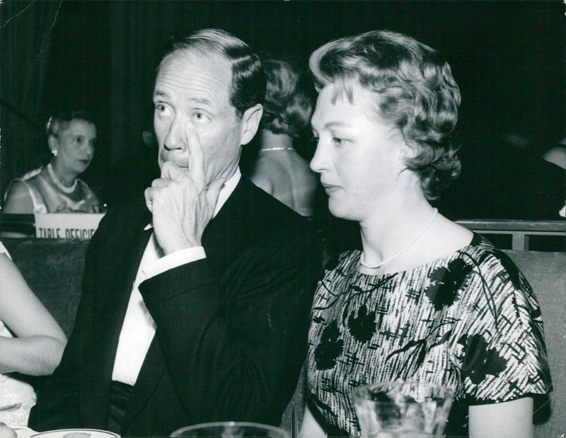 Actor Mel Ferrer and Mrs Ford attend the 1962 15th International Cannes Film Festival in France. - Vintage Photograph