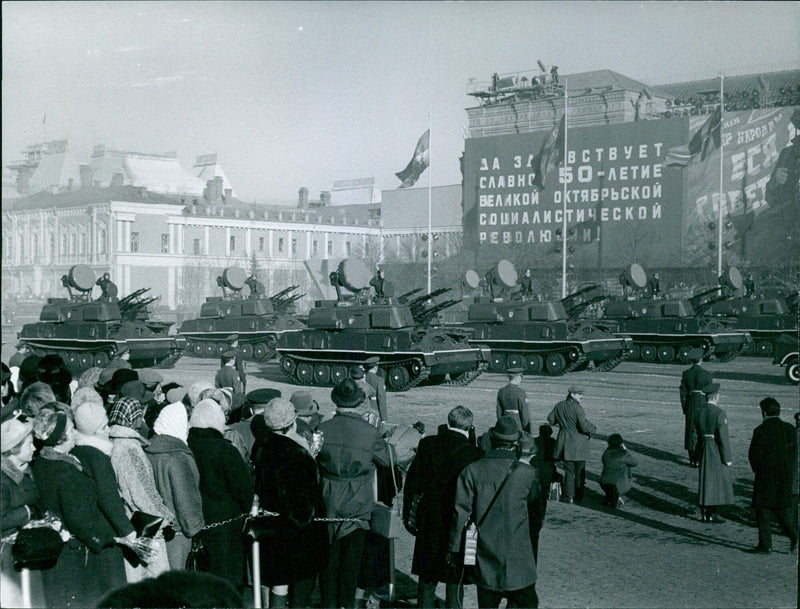 On November 10, 1967, people from all over the world gathered to celebrate the 50th anniversary of the October Revolution in Stockholm, Sweden. - Vintage Photograph