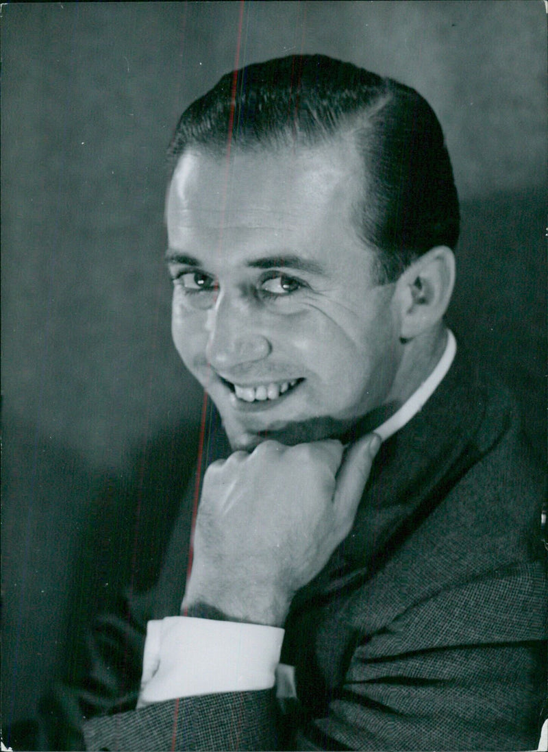 Peter West, British broadcaster and televiser, is captured in a study by photographer Tom Blau. - Vintage Photograph