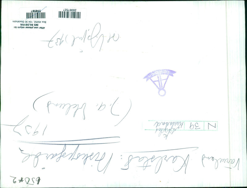 Two men in traditional Vanueland costumes pose with a Diskopsparden N 39 Karlasad 1907 rifle in the 2.9. Velend area of Karlasad. - Vintage Photograph