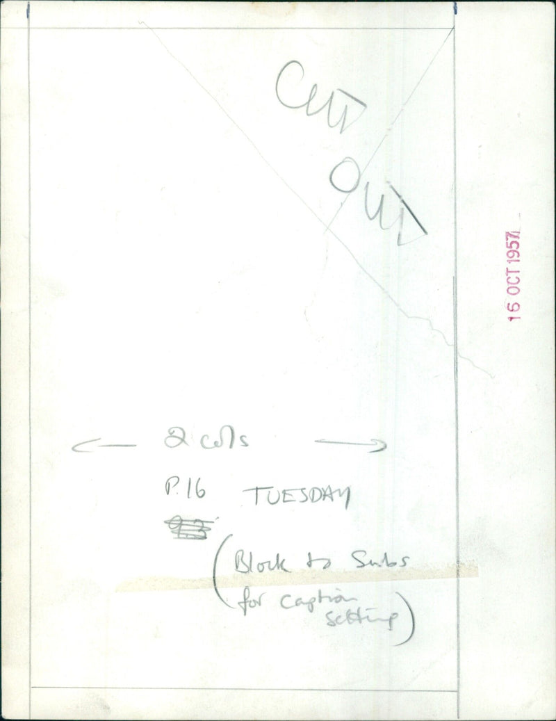 A group of police officers stand in front of a house on Tuesday, October 29, 1957. - Vintage Photograph