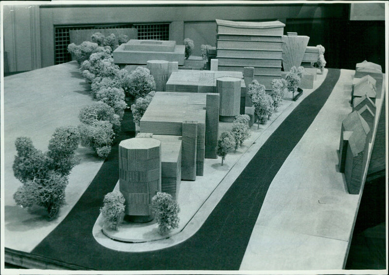 An architect's model of a school building. - Vintage Photograph
