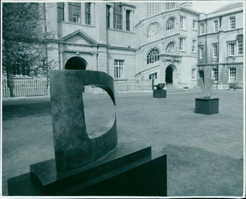 The unveiling of a sculpture titled "John Milne" at Hertford College, Oxford. - Vintage Photograph