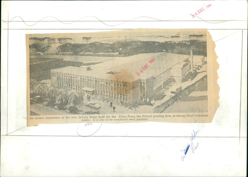 An artist's impression of the Alden Press factory being built at the Osney Mead industrial estate. - Vintage Photograph