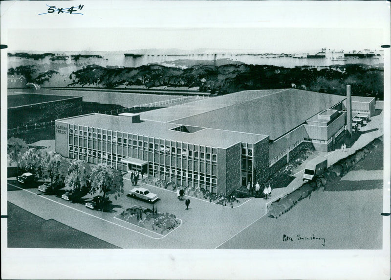 An artist's impression of the Alden Press factory being built at the Osney Mead industrial estate. - Vintage Photograph