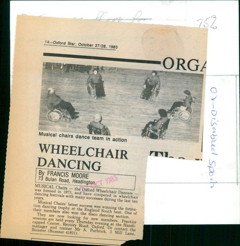 Oxford Wheelchair Dancers compete in a Musical Chairs dance competition. - Vintage Photograph