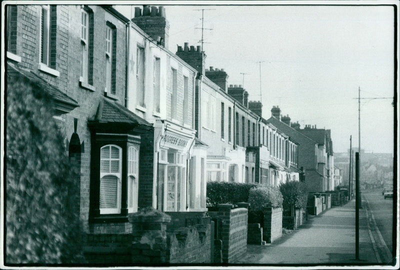 A row of terrace houses on Cowley Road in Oxford. - Vintage Photograph