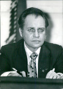 British politician John Kingsley Read, Chairman of the National Front, is pictured in 1975. - Vintage Photograph