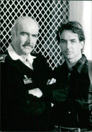 Oscar-winning actor Sean Connery joins Mark Harmon in the action movie "The Presidio", set around San Francisco's Golden Gate Bridge. - Vintage Photograph