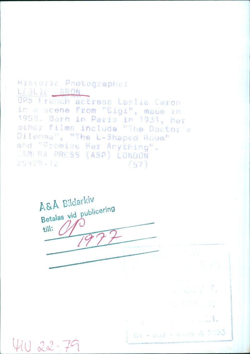 Leslie Caron in a scene from the 1958 movie "Gigi". - Vintage Photograph