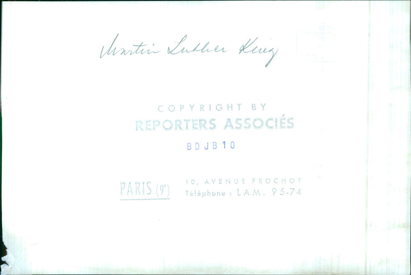 Martin Luther King speaks to a large crowd gathered in the Avenue Frochot in Paris on October 10, 2020. - Vintage Photograph