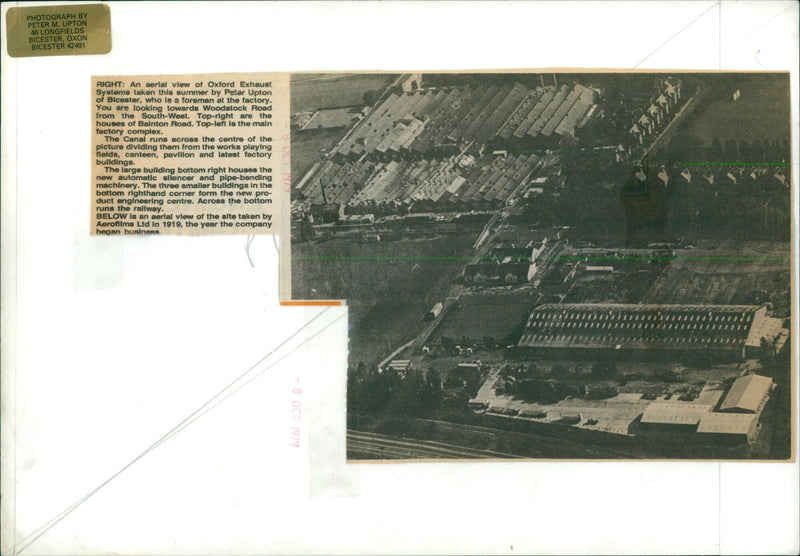 An aerial view of Oxford Exhaust Systems taken this summer. - Vintage Photograph