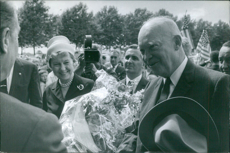 Former US President Dwight Eisenhower attends a meeting of the Reporters Associés in Paris, France on October 12, 1959. - Vintage Photograph