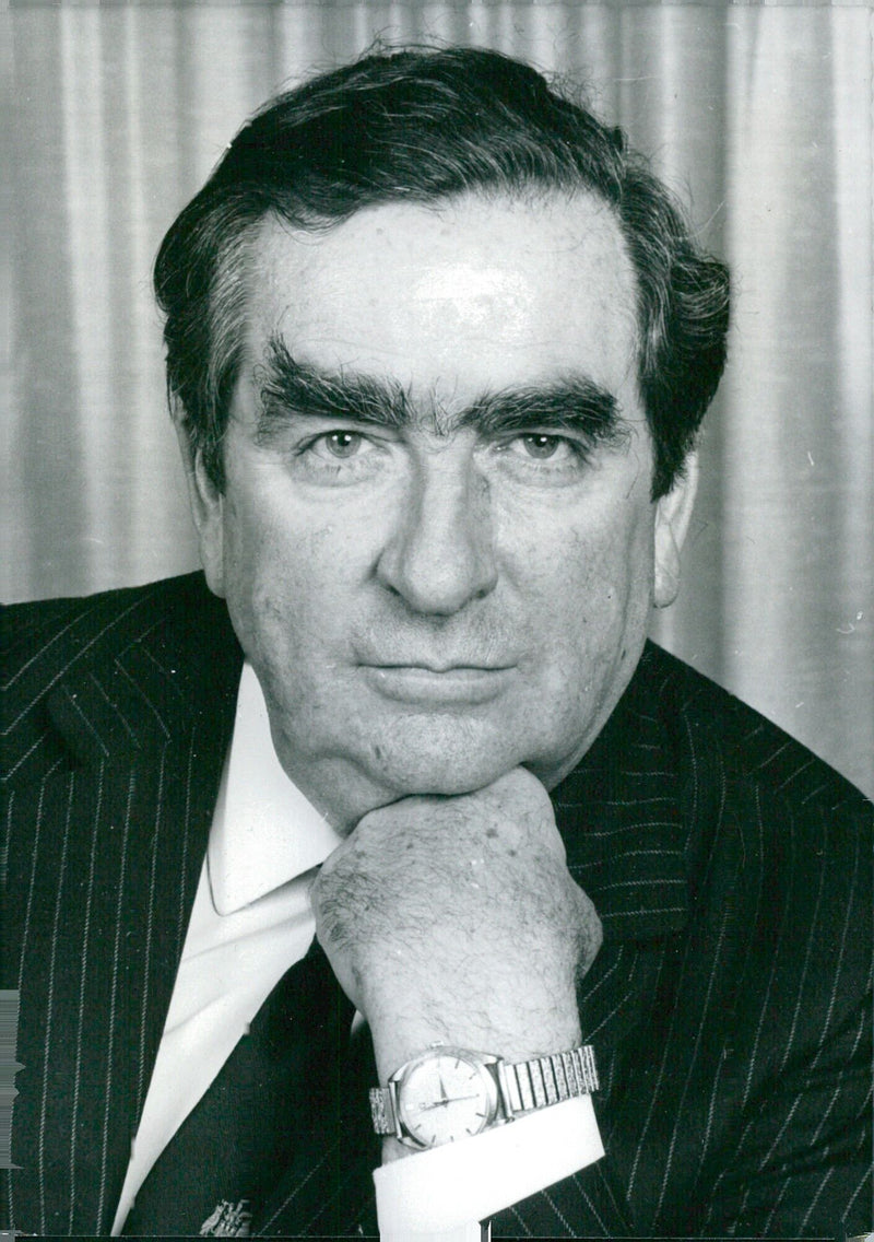 British politician Denis Healey, currently Chancellor of the Exchequer, is one of the contenders for the leadership of the Labour Party following the resignation of Harold Wilson. - Vintage Photograph