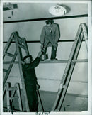 Mr. Coolman and Mr. Wakeham painting the west Oxford Commonly Centre. - Vintage Photograph