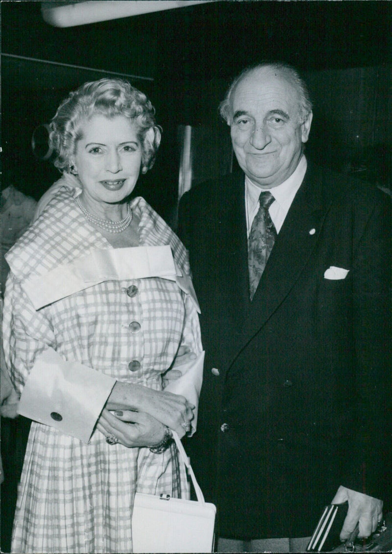 Sir Bernard and Lady Docker, who were married in 1949, pose for a photo in Stockholm, Sweden on June 29, 1950. - Vintage Photograph