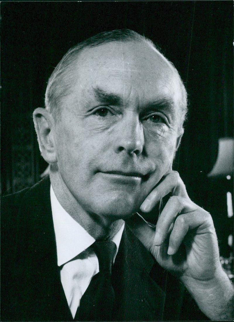 Prime Minister of Britain, Sir Alec Douglas-Home, is pictured in a portrait study taken by Tom Blau in 1963. - Vintage Photograph