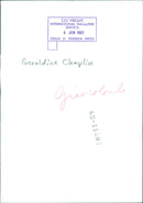 Actress Geraldine Chaplin poses in a colonial-style dress at the Torsgård located in Stockholm, Sweden on January 8th, 1962. - Vintage Photograph