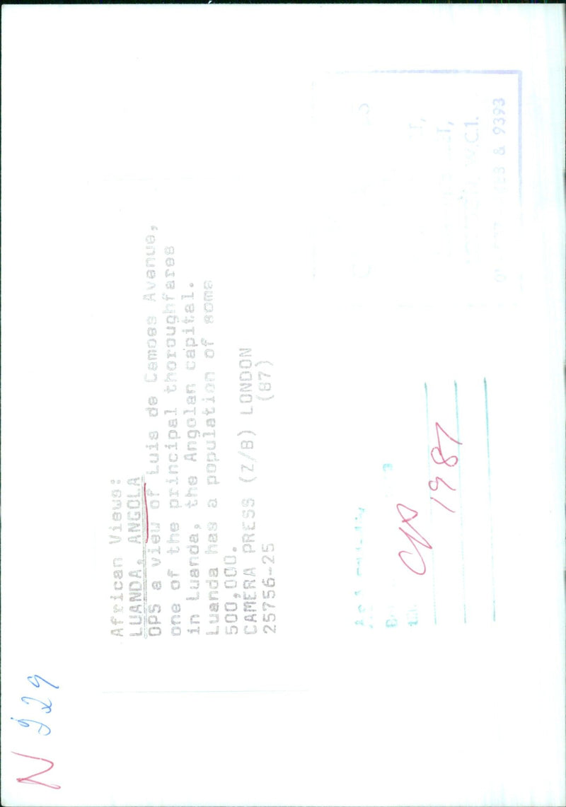 A view of Luis de Camoes Avenue in Luanda, the capital of Angola, with 500,000 inhabitants. - Vintage Photograph