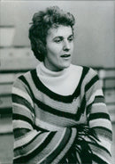 Ariane Mnouchkine, the 31-year-old daughter of renowned film producer Alexander Mnouchkine, poses during a photoshoot at the Piccolo Theatre in Milan, Italy. - Vintage Photograph