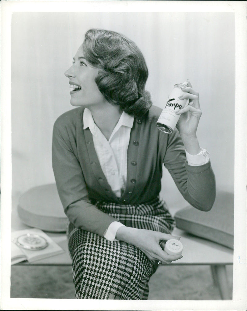Models showcase the latest fashion trends by Nove Tempo at the VANISH Tempo Beauty and You 48 event in Copenhagen, Denmark. - Vintage Photograph
