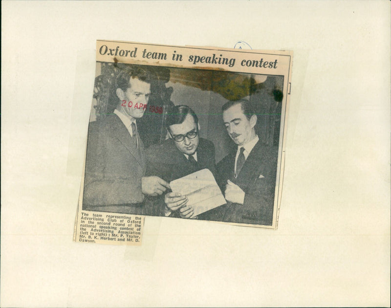 Oxford team competing in the second round of the national speaking contest of the Advertising Association. - Vintage Photograph