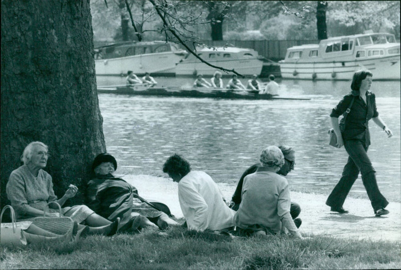 Local residents of Oxford celebrating the first day of summer with a football match. - Vintage Photograph